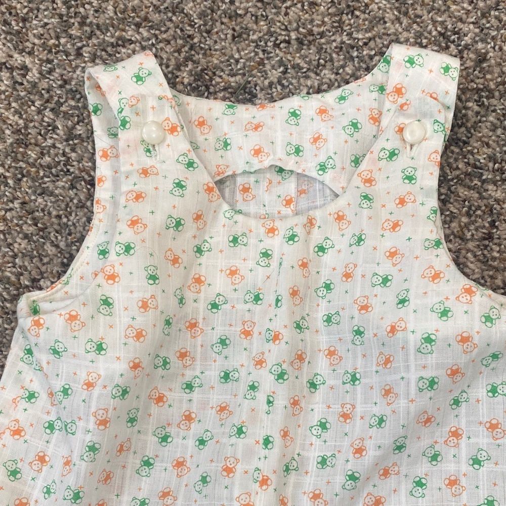 Vintage handmade teddy bear baby onesie Sleeveless Romper